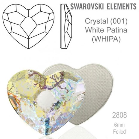 Swarovski Flat Backs White Patina Heart 6mm 6pcs (37)